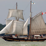Beautiful brig sails through the reach