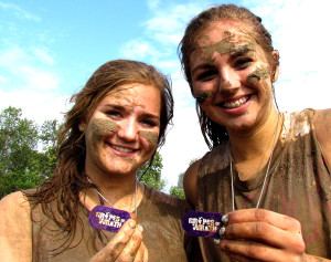 Hailey VanRossum and Vanessa Willis with their Grapes of Wrath dog tags.