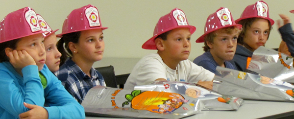 Students listen to Mike Branscombe, Fire Safety Officer