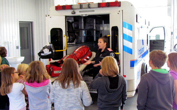 Students also toured the new Hastings Prince Edward Paramedic Facility next to the fire hall. Paramedic Lindsay Warrington showed them around the ambulance and explained what paramedics do when they're called to an emergency.