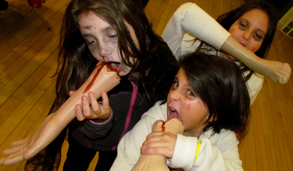 Zombie grrls snacking include Ashlee, Cia and Abby.