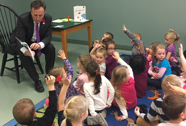Bay of Quinte MP Neil Ellis launched the Bay of Quinte Canada 150 Literacy Challenge by reading to local students.