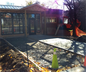 Work on the entrance at the Community Care for Seniors building on King Street, Picton.