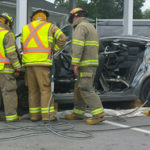 Firefighters demonstrate rescue techniques