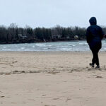 New Year's Day beach walk despite wet flurries and rain