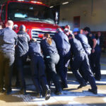 County firefighters host traditional “push-in” ceremony for new truck